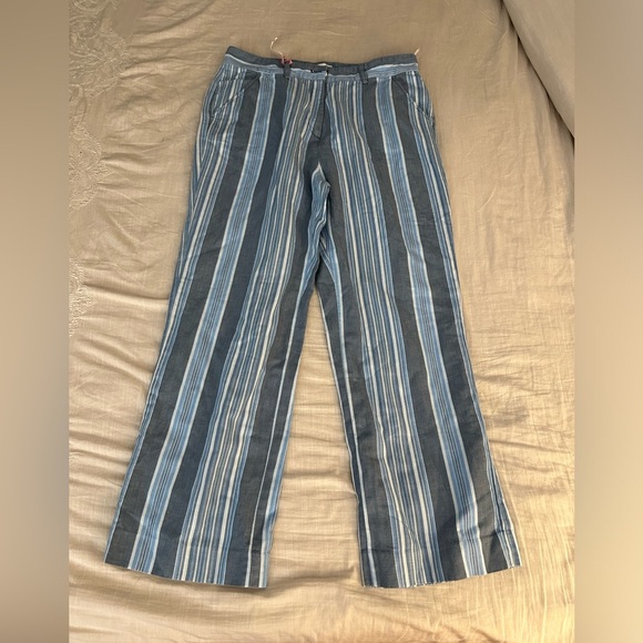 See By Chloe Striped Cotton And Linen-blend Straight-leg Pants (17) - Picture 5 of 9